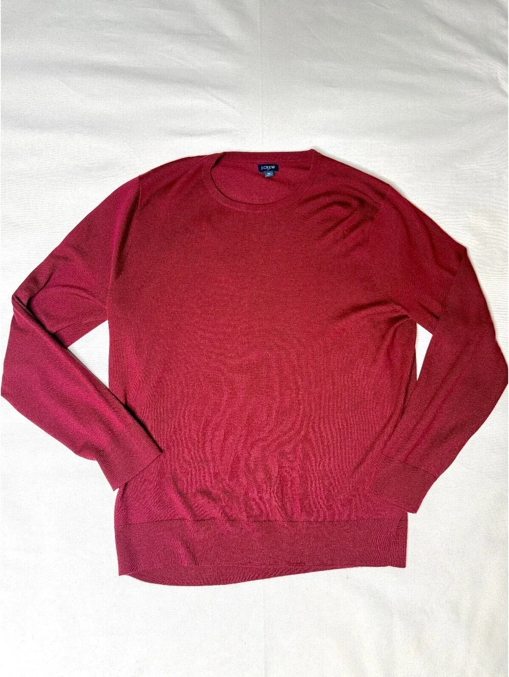 J.Crew Men’s XL Merino Wool Blend Crewneck Sweater Burgundy Red